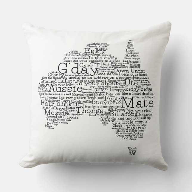 Cojín Decorativo Mapa de jerga australiana (Anverso)