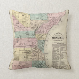 Cojín Decorativo Mapa de la ciudad de Milwaukee, Milwaukee Co