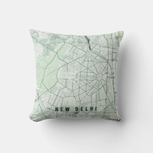 Cojín Decorativo Mapa de la ciudad de Nueva Delhi, India, diseño mi