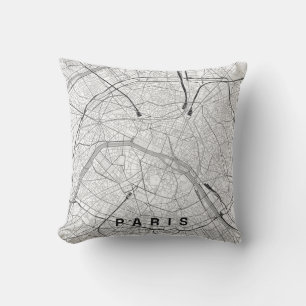 Cojín Decorativo Mapa de la ciudad de París Francia Diseño Mínimo