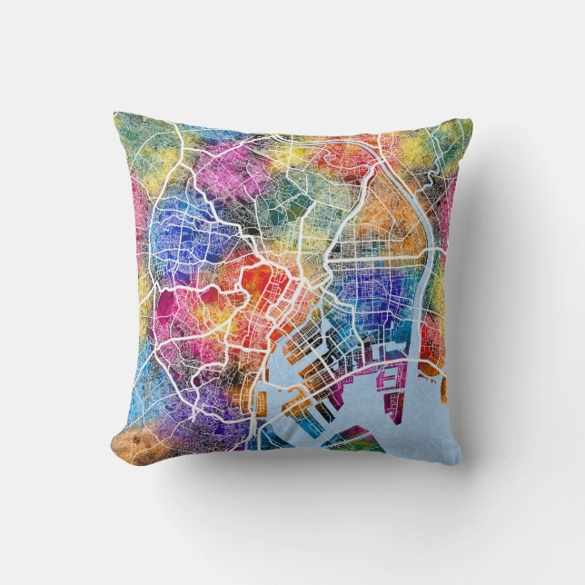 Cojín Decorativo Mapa de la ciudad de Tokio (Anverso)