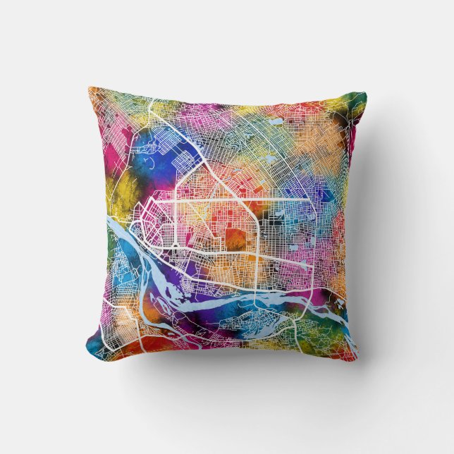 Cojín Decorativo Mapa de la ciudad de Yamena Chad (Anverso)