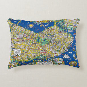 Cojín Decorativo Mapa de la ciudad vieja de Boston geografía estado