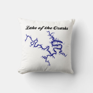 Cojín Decorativo Mapa de la costa azul del lago de los Ozarks Misso