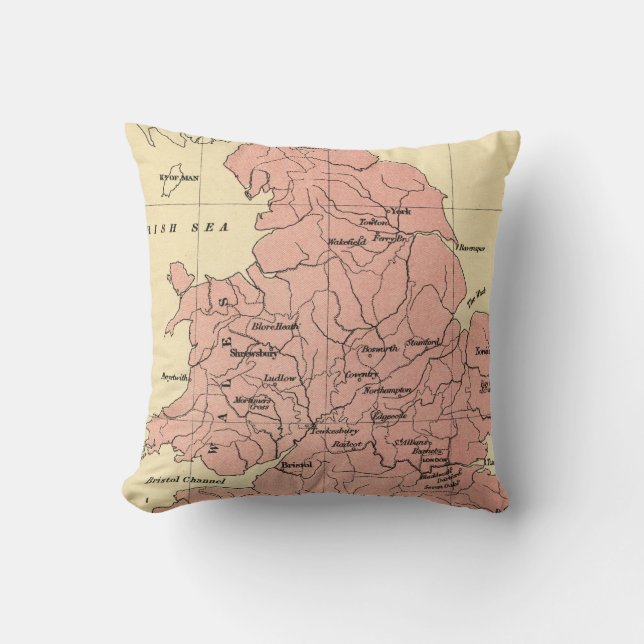 Cojín Decorativo Mapa de la guerra de los rosas (Anverso)