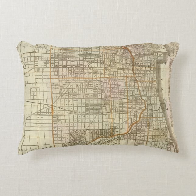 Cojín Decorativo Mapa de la guía de Blanchard de Chicago (Anverso)