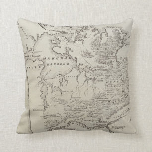 Cojín Decorativo Mapa de la tierra entre Auckland y el río de