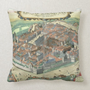 Cojín Decorativo Mapa de Leipzig, de "Civitates Orbis Terrarum"