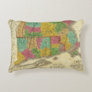 Cojín Decorativo Mapa de Massachusetts y de Connecticut