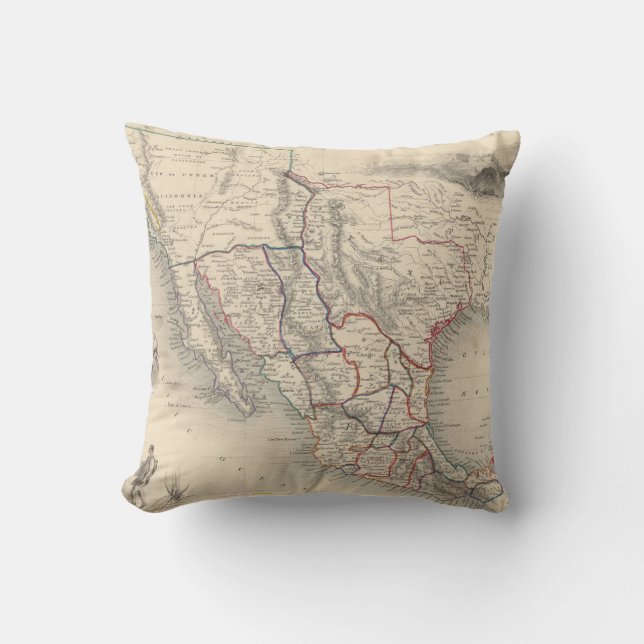 Cojín Decorativo Mapa de México, de California y de Tejas (Anverso)