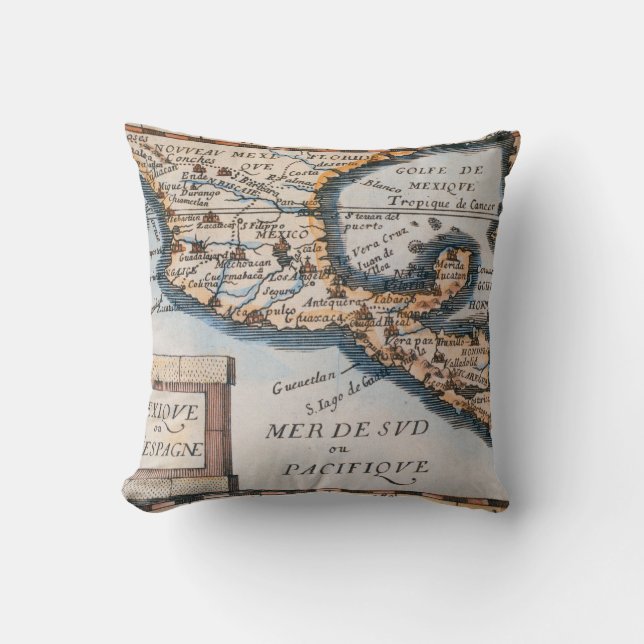 Cojín Decorativo Mapa de México o de nueva España el | 1625 (Anverso)