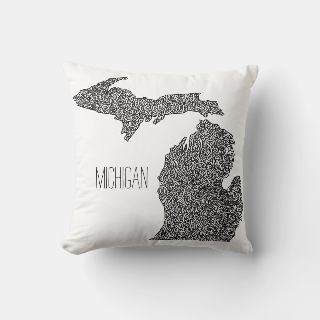 Cojín Decorativo Mapa de Michigan (Anverso)