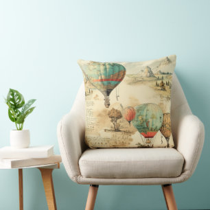 Cojín Decorativo Mapa de montaña de globo aerostático vintage