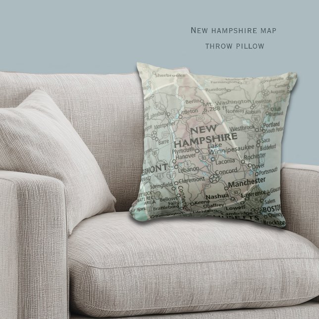 Cojín Decorativo Mapa de New Hampshire | Granite State Personalizad (Subido por el creador)