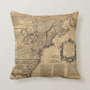 Cojín Decorativo Mapa de Norteamérica por Jefferys y Anville (1755