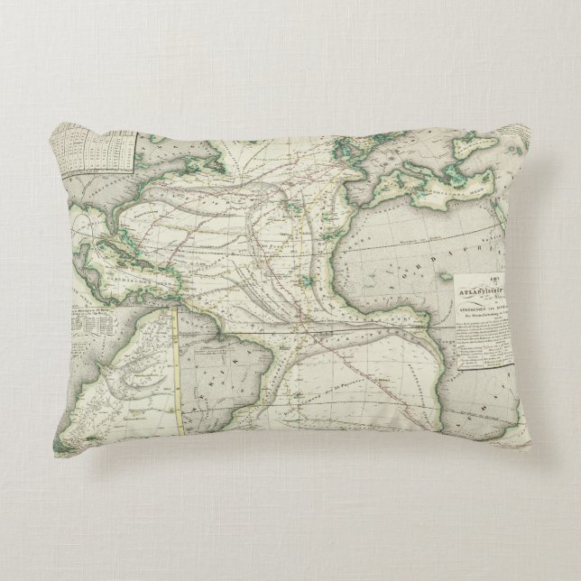Cojín Decorativo Mapa de Océano Atlántico (Anverso)