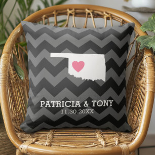 Cojín Decorativo Mapa de Oklahoma Hogar Estado Amor con Corazón Opc