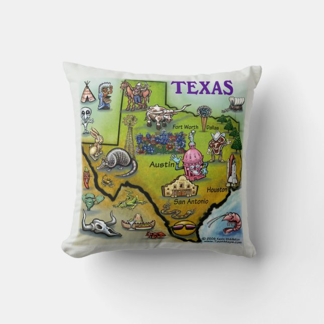 Cojín Decorativo Mapa de Personalizados de Texas (Anverso)