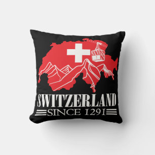 Cojín Decorativo Mapa de Suiza desde las montañas de 1291 Bandera s