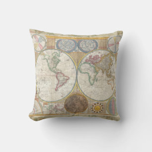 Cojín Decorativo Mapa de viaje mundial geografía antigua vintage
