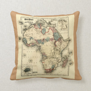 Cojín Decorativo Mapa de Viintage 1874 de la impresión africana