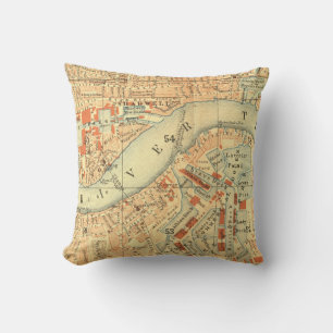 Cojín Decorativo Mapa de Vintage del Támesis de Londres