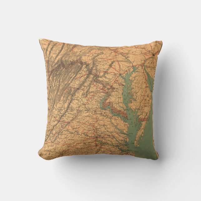 Cojín Decorativo Mapa de Virginia del este (1862) (Anverso)