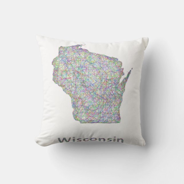 Cojín Decorativo Mapa de Wisconsin (Anverso)