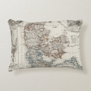 Cojín Decorativo Mapa del atlas de Dinamarca con 5 mapas de