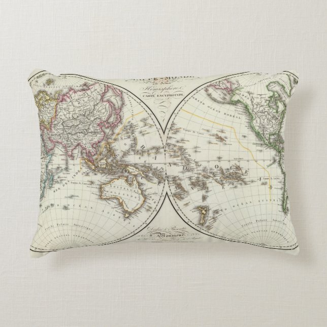 Cojín Decorativo Mapa del atlas de París (Anverso)