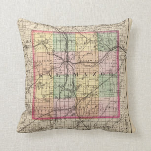 Cojín Decorativo Mapa del condado de Kalamazoo, Michigan