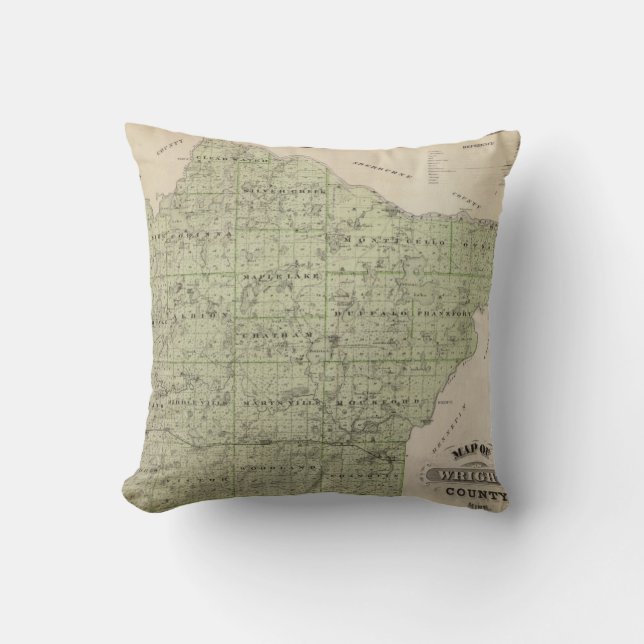 Cojín Decorativo Mapa del condado de Wright, Minnesota (Anverso)