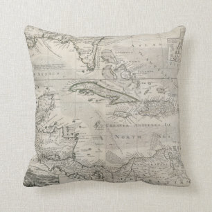 Cojín Decorativo Mapa del del Caribe 1715
