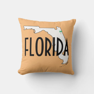 Cojín Decorativo Mapa del estado de Florida Tipografía de palma nar