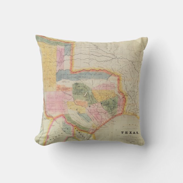 Cojín Decorativo Mapa del estado de Texas | 1835 (Anverso)