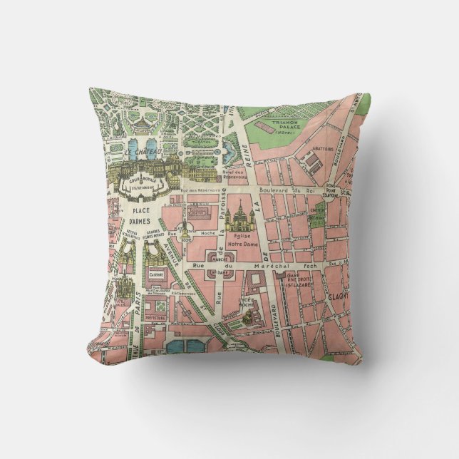 Cojín Decorativo Mapa del ilustracion francés de Versalles (Anverso)