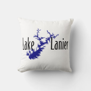 Cojín Decorativo Mapa del lago Lanier Georgia Embarcaciones y pesca