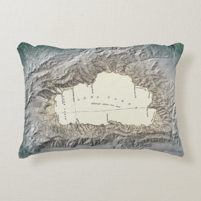 Cojín Decorativo Mapa del lago Tahoe (Anverso)