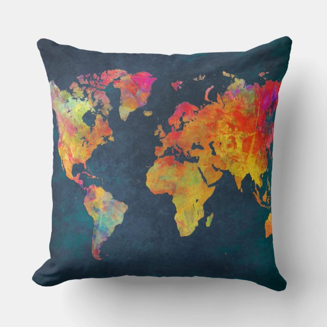 Cojín Decorativo mapa del mundo (Anverso)