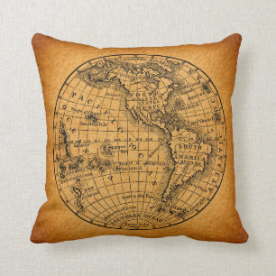Cojín Decorativo Mapa del mundo antiguo del arte de los glóbulos