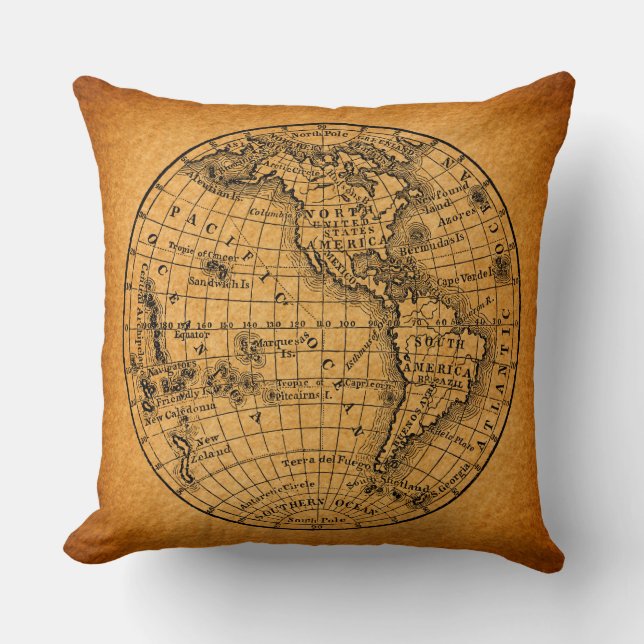 Cojín Decorativo Mapa del mundo antiguo del arte de los glóbulos (Anverso)