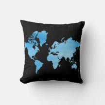 Mapa del mundo azul minimalista arte acuarela