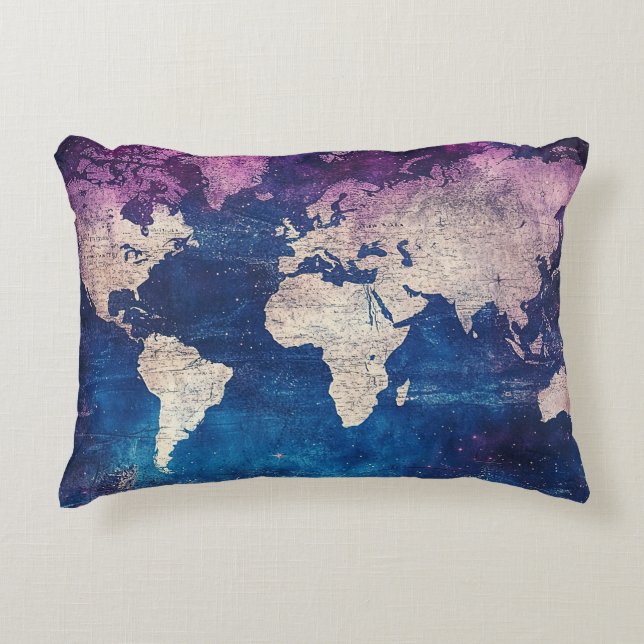 Cojín Decorativo Mapa del mundo de la época celestial (4) (Anverso)