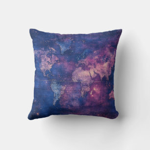 Cojín Decorativo Mapa del mundo de la vieja morada celestial (10)