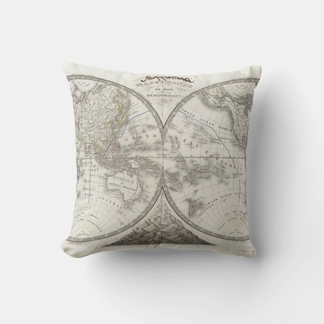 Cojín Decorativo Mapa del mundo en 2 hemisferios (Anverso)