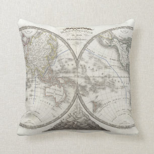 Cojín Decorativo Mapa del mundo en 2 hemisferios