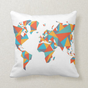 Cojín Decorativo Mapa del mundo geométrico abstracto