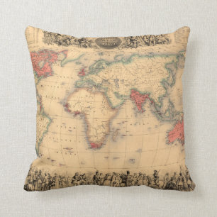 Cojín Decorativo Mapa del mundo que muestra el Imperio británico