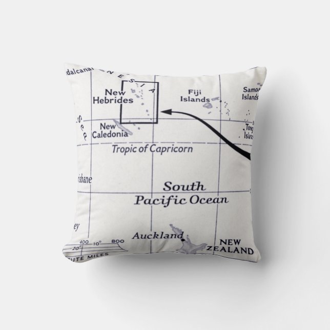 Cojín Decorativo Mapa del océano de South Pacific (Anverso)