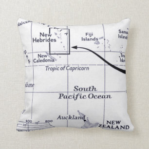 Cojín Decorativo Mapa del océano de South Pacific